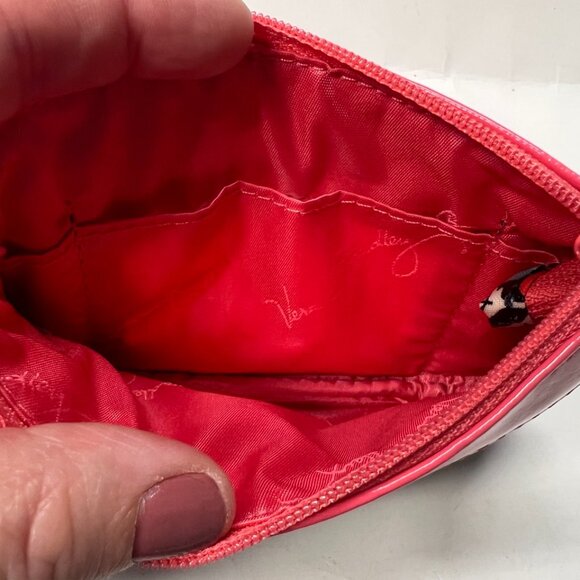 Vera Bradley Zipper Coin Purse Wristlet Wallet ID Holder Hot Pink Leaf Pattern - Picture 5 of 6